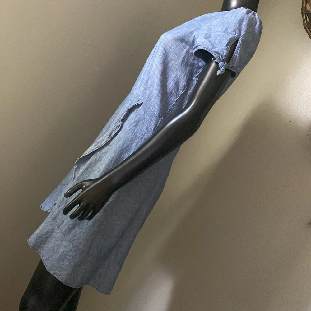 J. Crew Blue Flutter Sleeve V-Neck Sundress